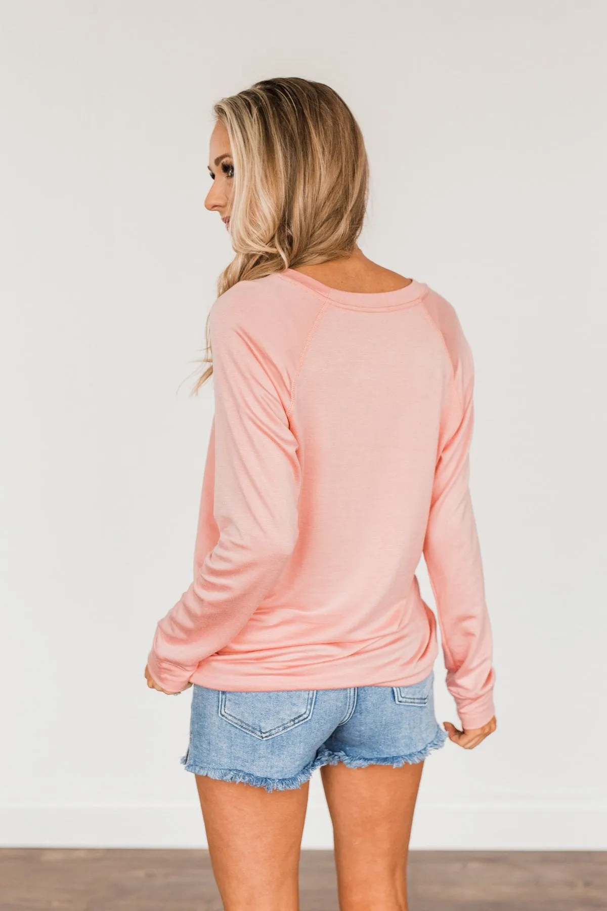 Midwest Long Sleeve Graphic Top- Light Pink