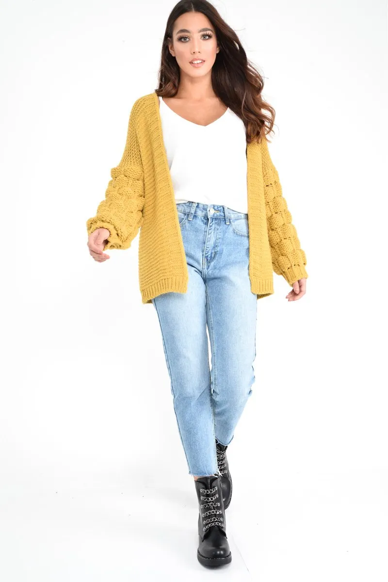 Mustard Chunky Knit Oversized Cardigan - Eaden