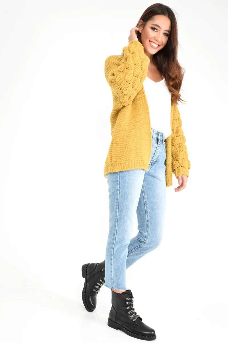 Mustard Chunky Knit Oversized Cardigan - Eaden