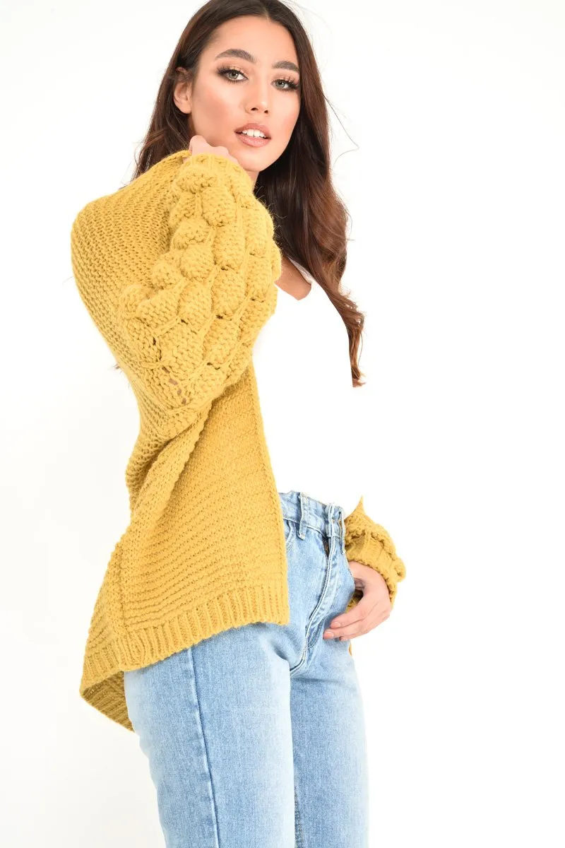 Mustard Chunky Knit Oversized Cardigan - Eaden