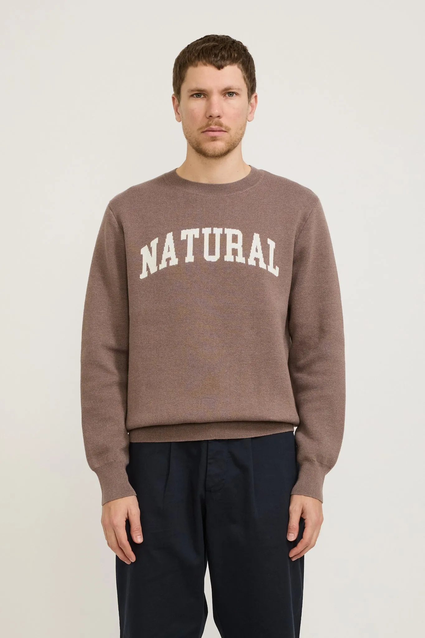 Natural Jacquard Knit Sweater Clay