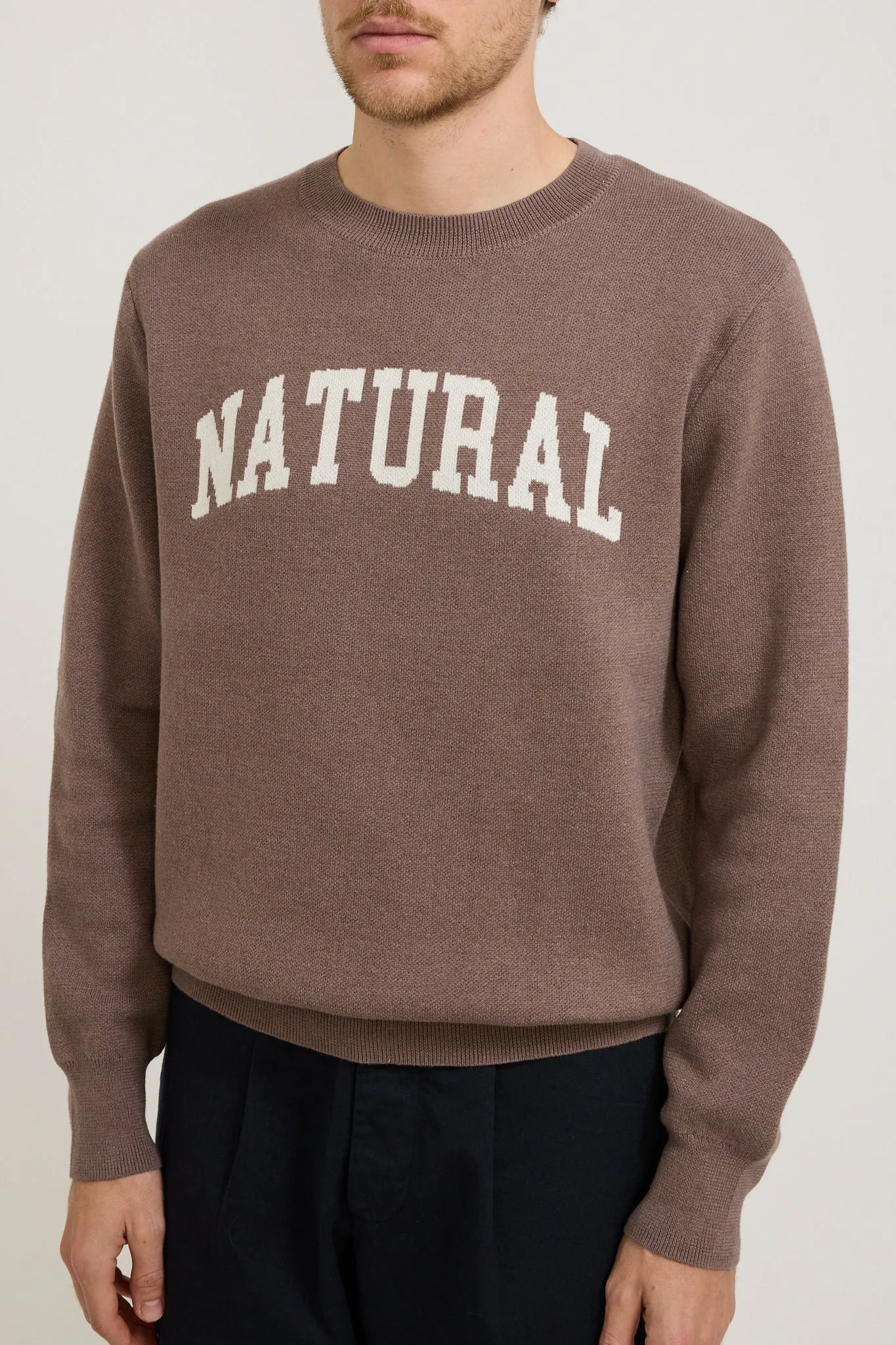 Natural Jacquard Knit Sweater Clay