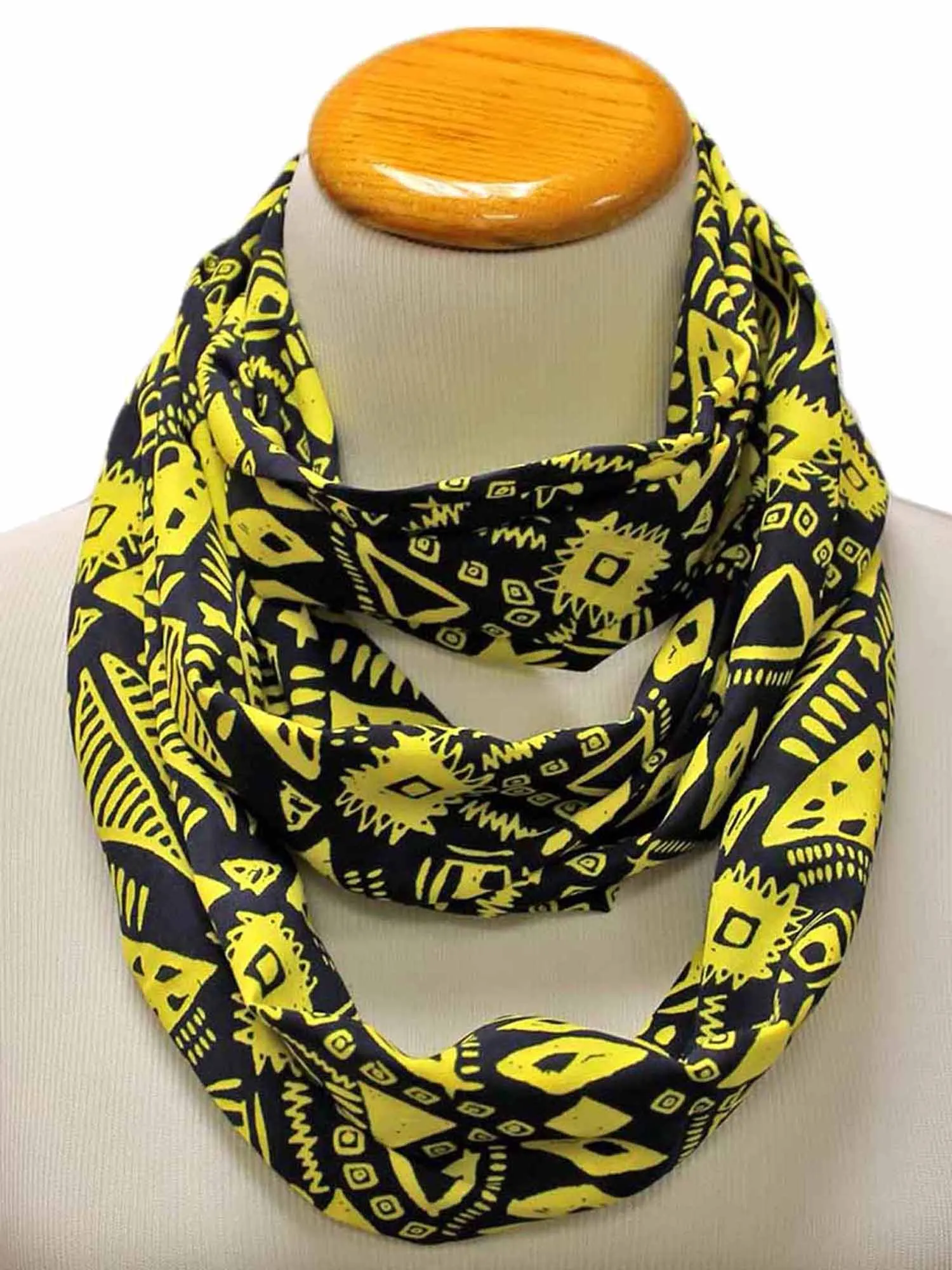 Navy & Yellow Aztec Infinity Scarf