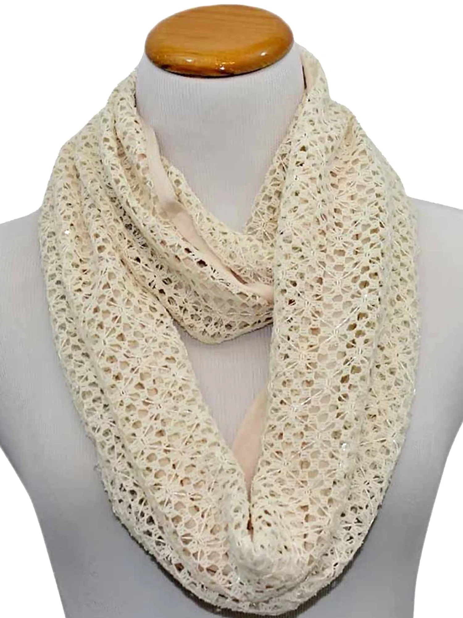 Net Infinity Scarf With Sequin Overlay