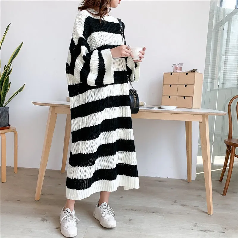 New Loose  Vintage Long Knit Dress