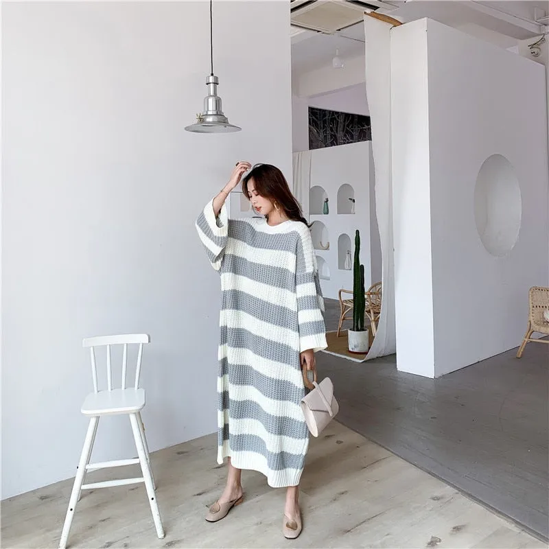 New Loose  Vintage Long Knit Dress