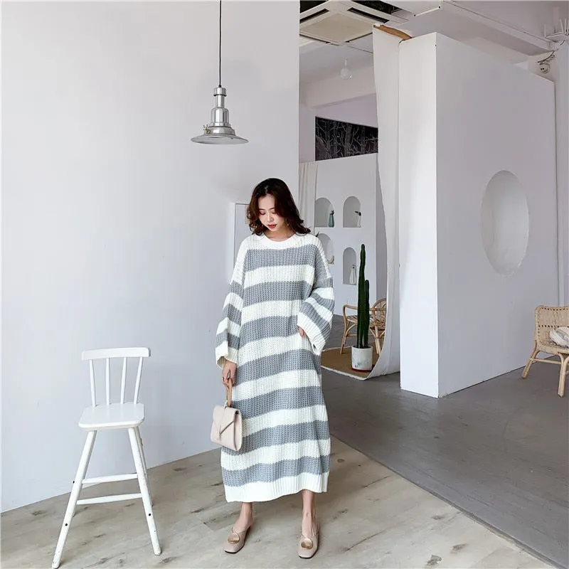 New Loose  Vintage Long Knit Dress