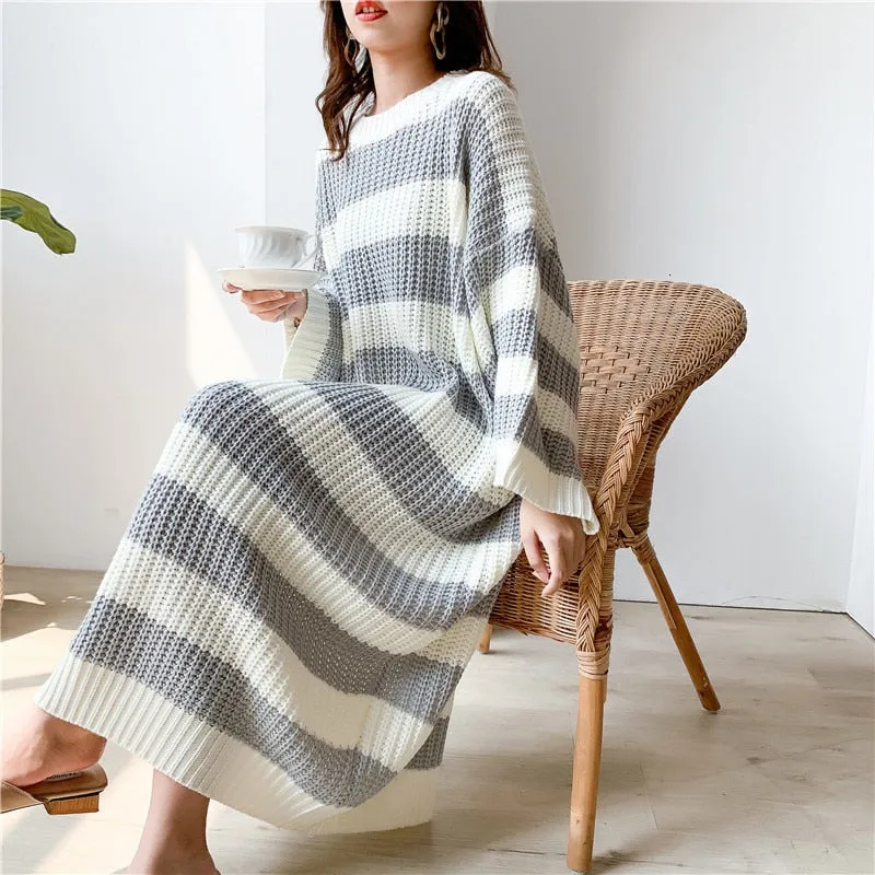 New Loose  Vintage Long Knit Dress