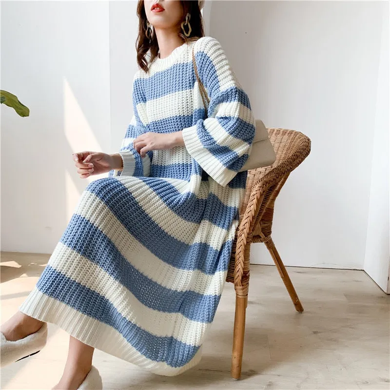 New Loose  Vintage Long Knit Dress