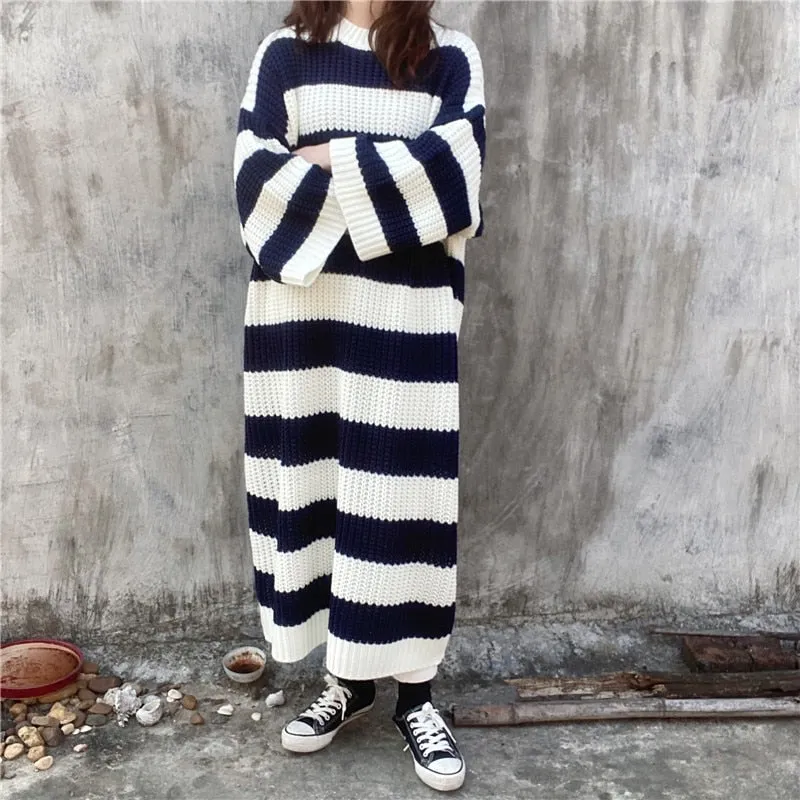 New Loose  Vintage Long Knit Dress