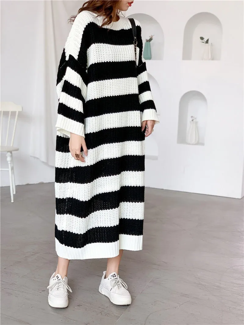 New Loose  Vintage Long Knit Dress