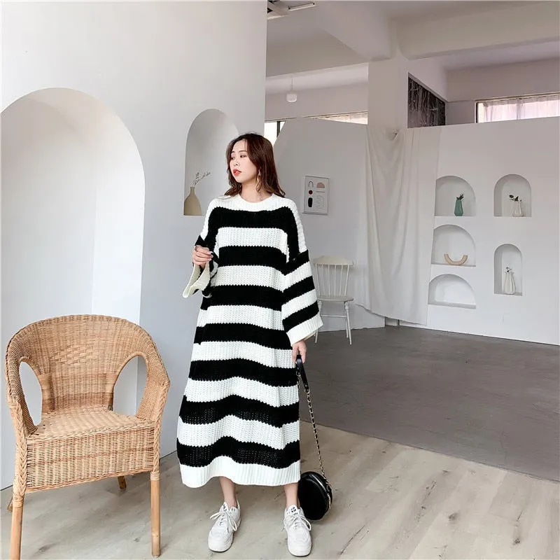 New Loose  Vintage Long Knit Dress