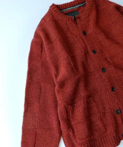 Number Nine Wool Mix Plaid Crewneck Knit Cardigan