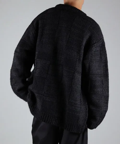 Number Nine Wool Mix Plaid Crewneck Knit Cardigan