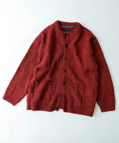 Number Nine Wool Mix Plaid Crewneck Knit Cardigan