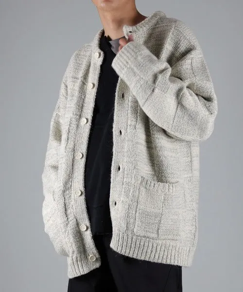 Number Nine Wool Mix Plaid Crewneck Knit Cardigan