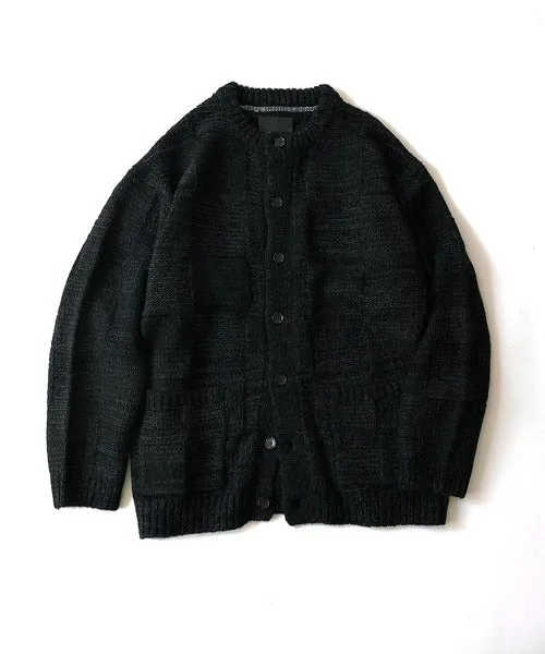 Number Nine Wool Mix Plaid Crewneck Knit Cardigan