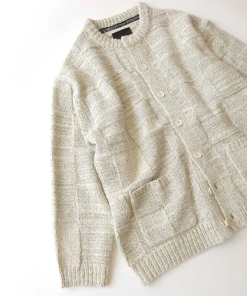 Number Nine Wool Mix Plaid Crewneck Knit Cardigan