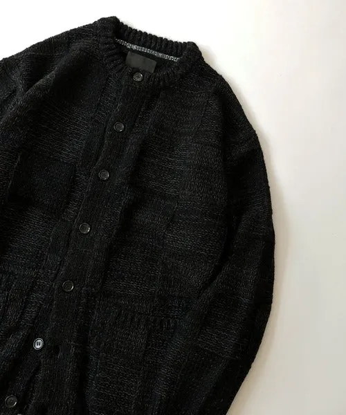 Number Nine Wool Mix Plaid Crewneck Knit Cardigan