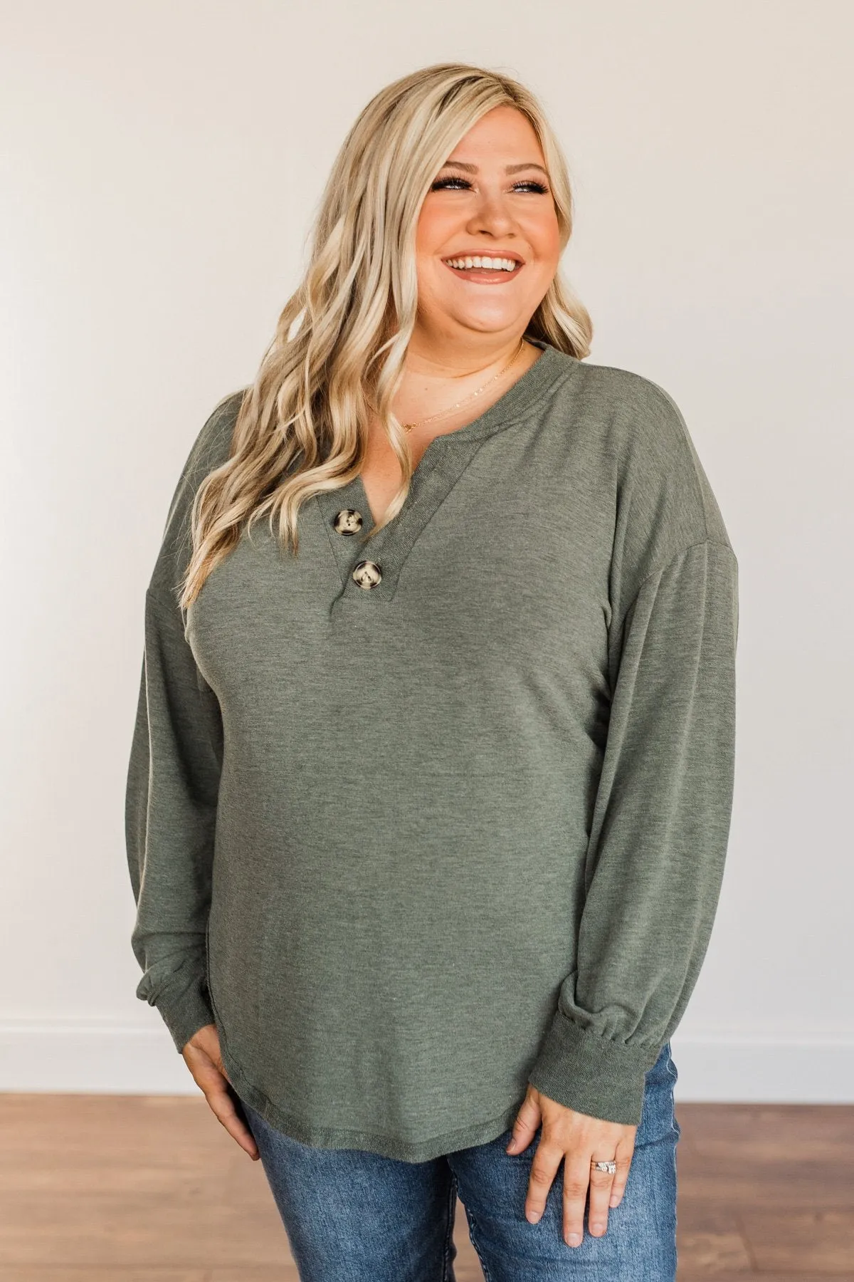 On The Move Long Sleeve Top- Olive