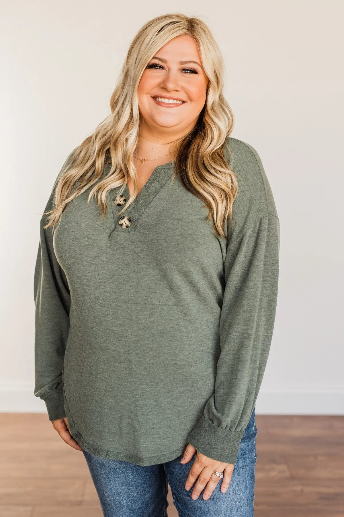 On The Move Long Sleeve Top- Olive