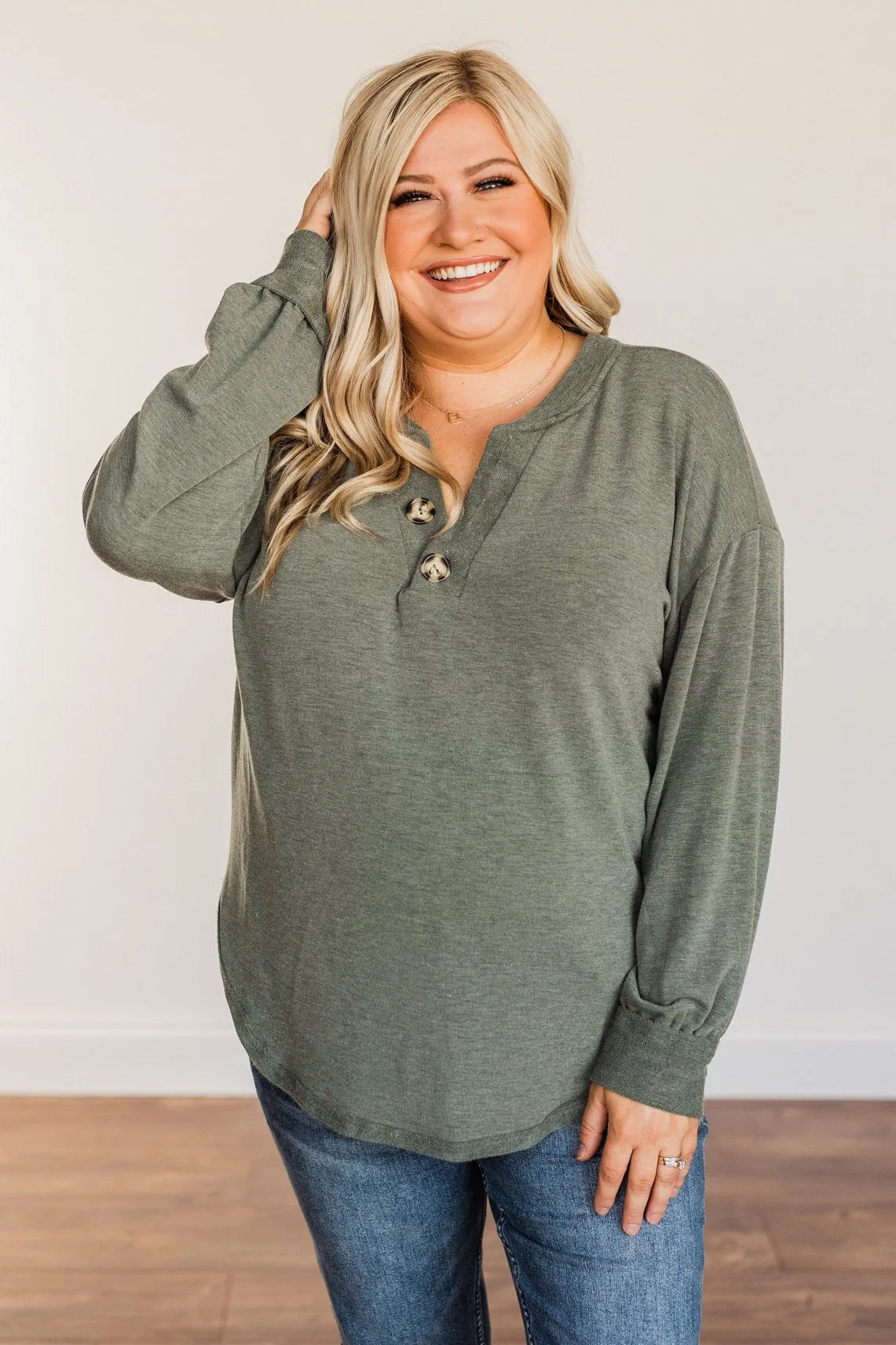 On The Move Long Sleeve Top- Olive