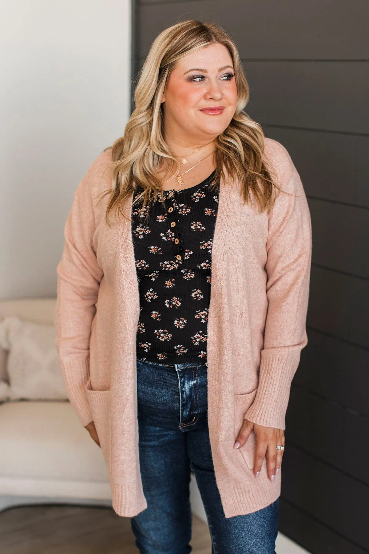 One That Got Away Knit Cardigan- Dusty Pink