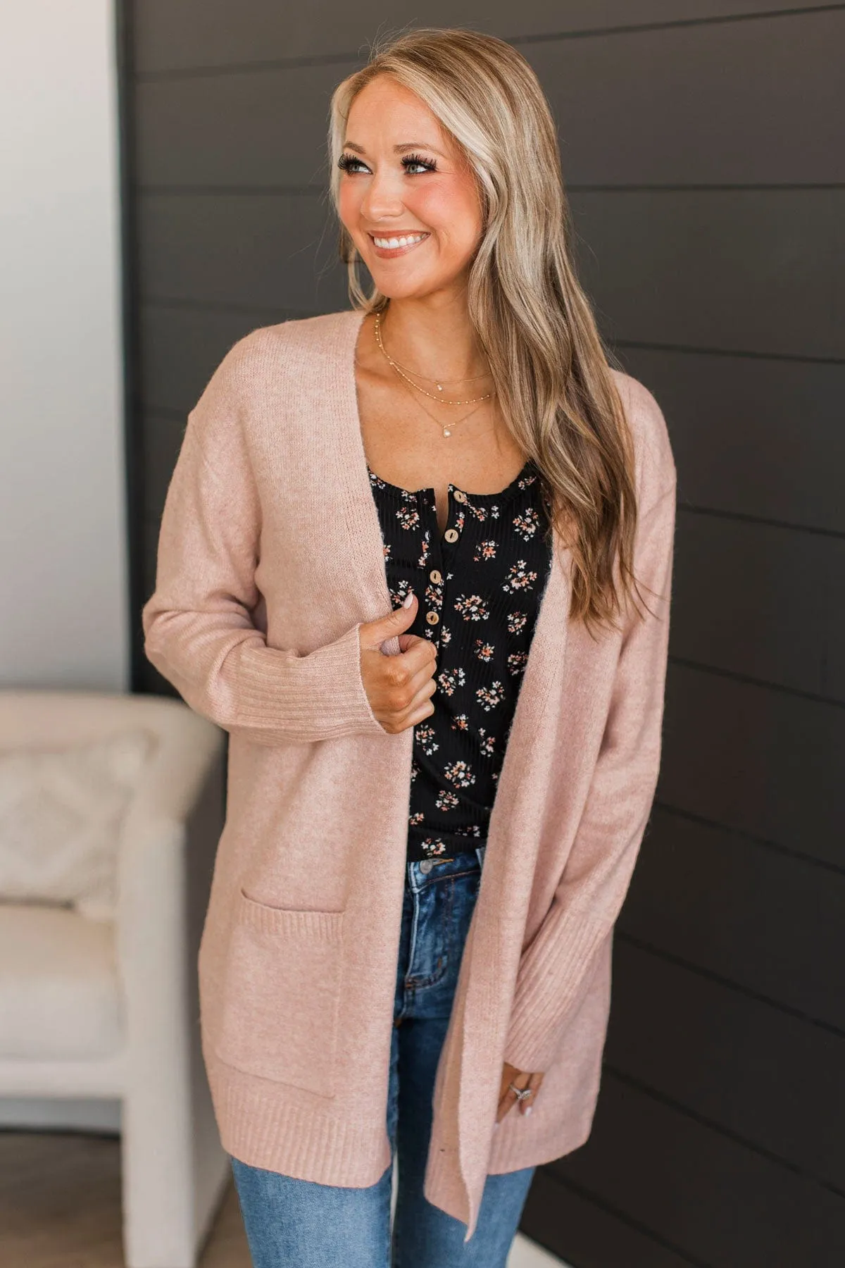 One That Got Away Knit Cardigan- Dusty Pink