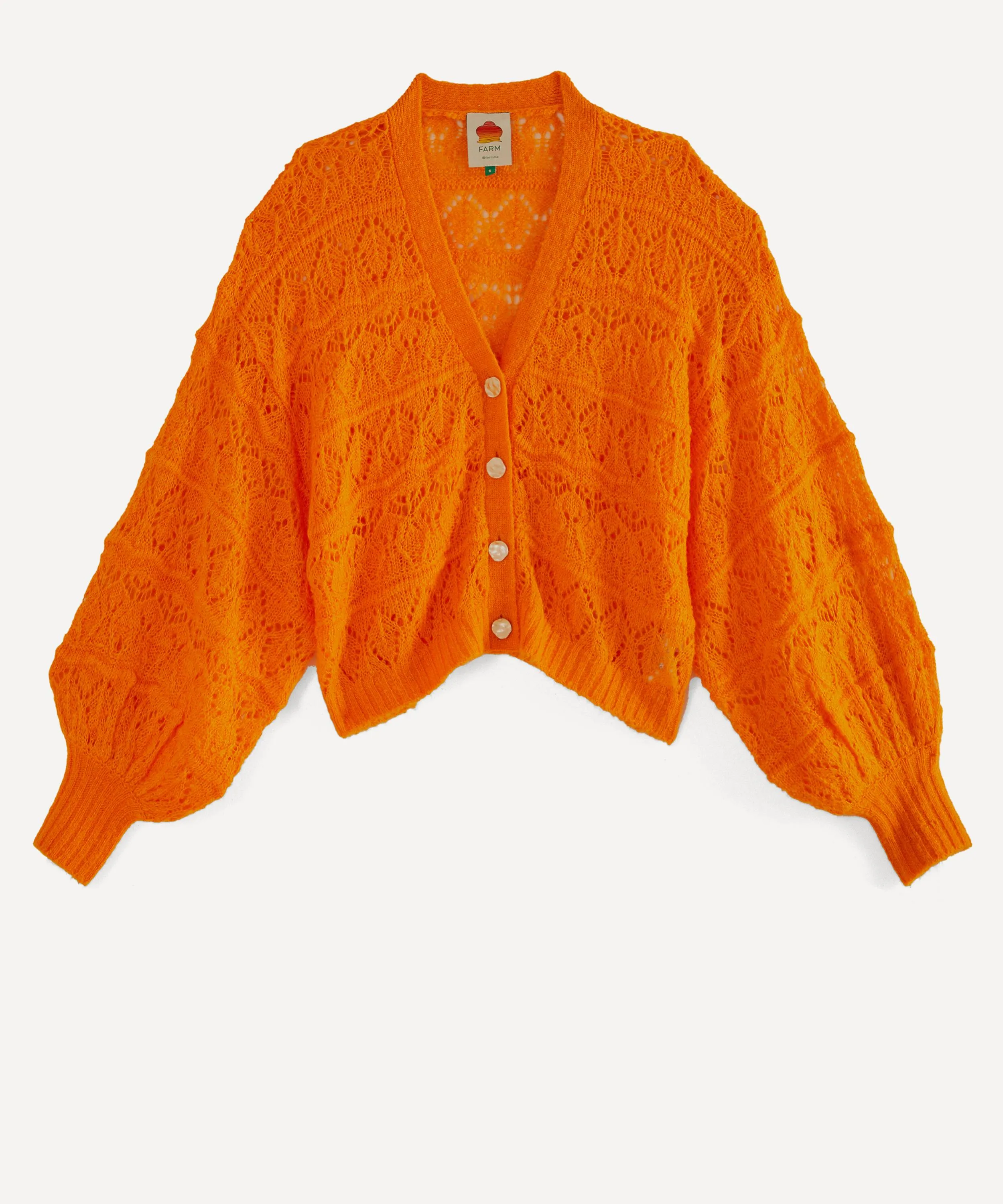 Orange Textured Knit Cardigan