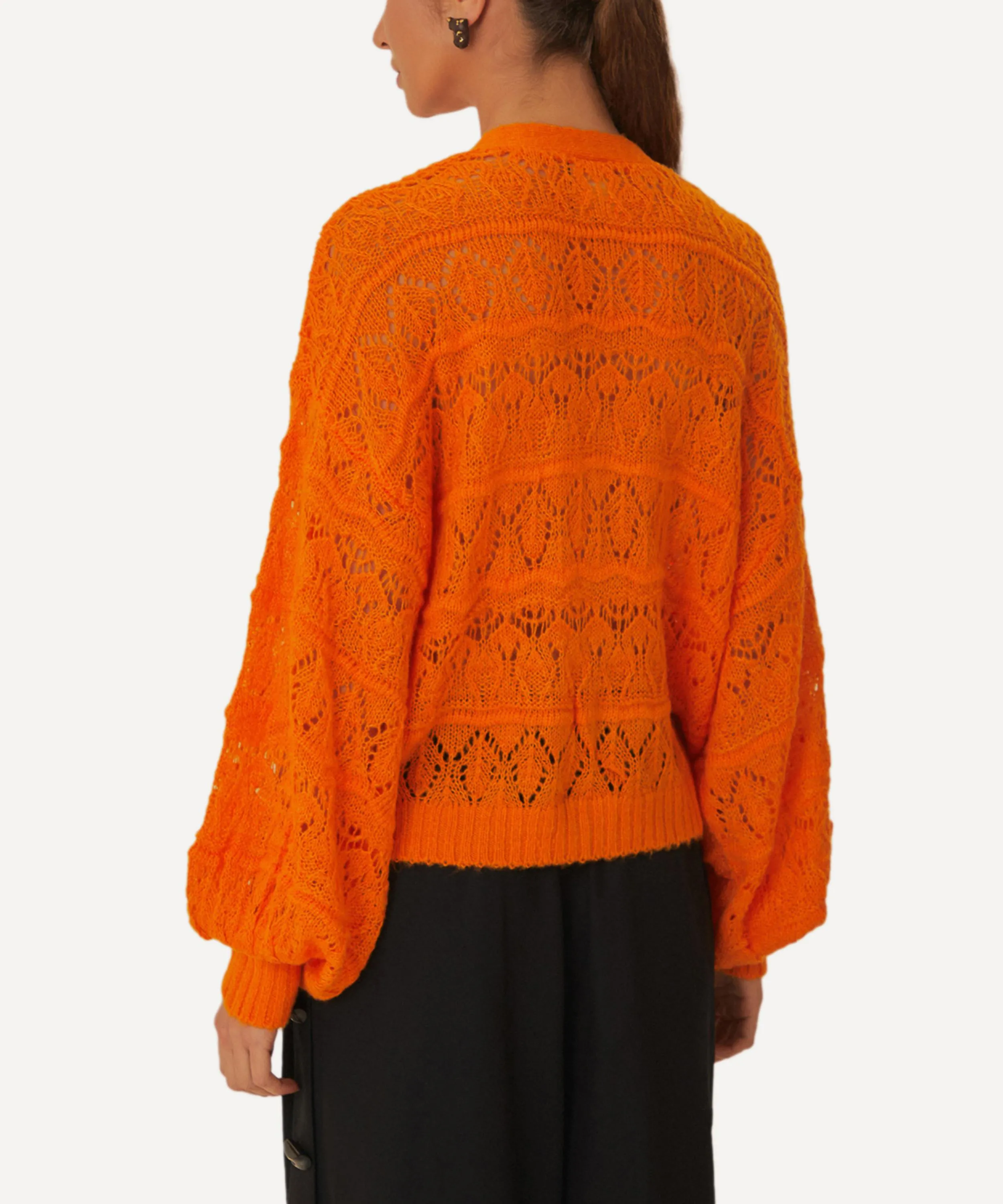 Orange Textured Knit Cardigan