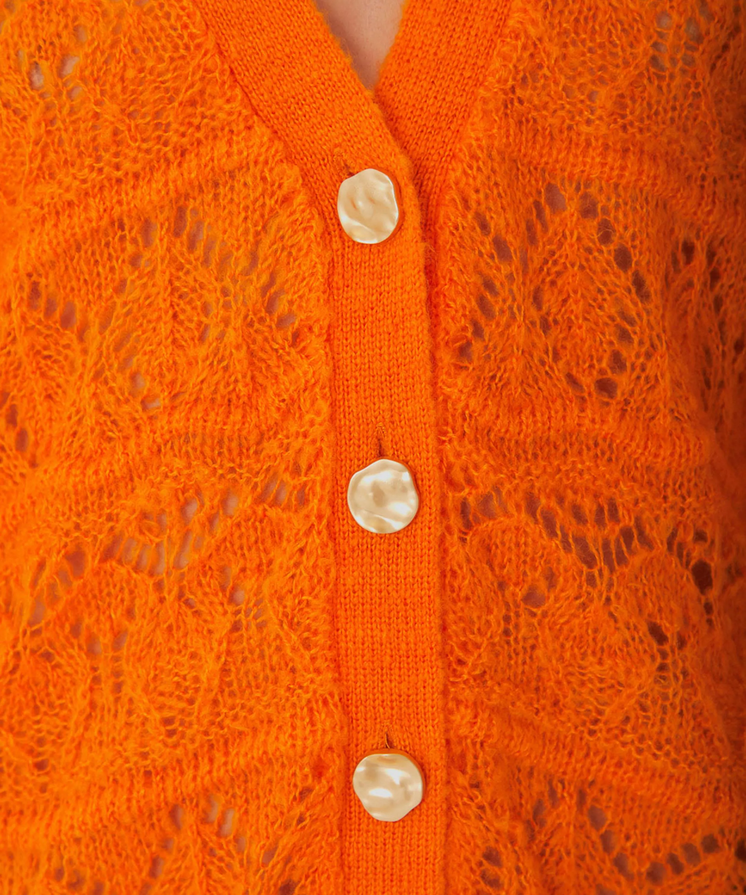 Orange Textured Knit Cardigan