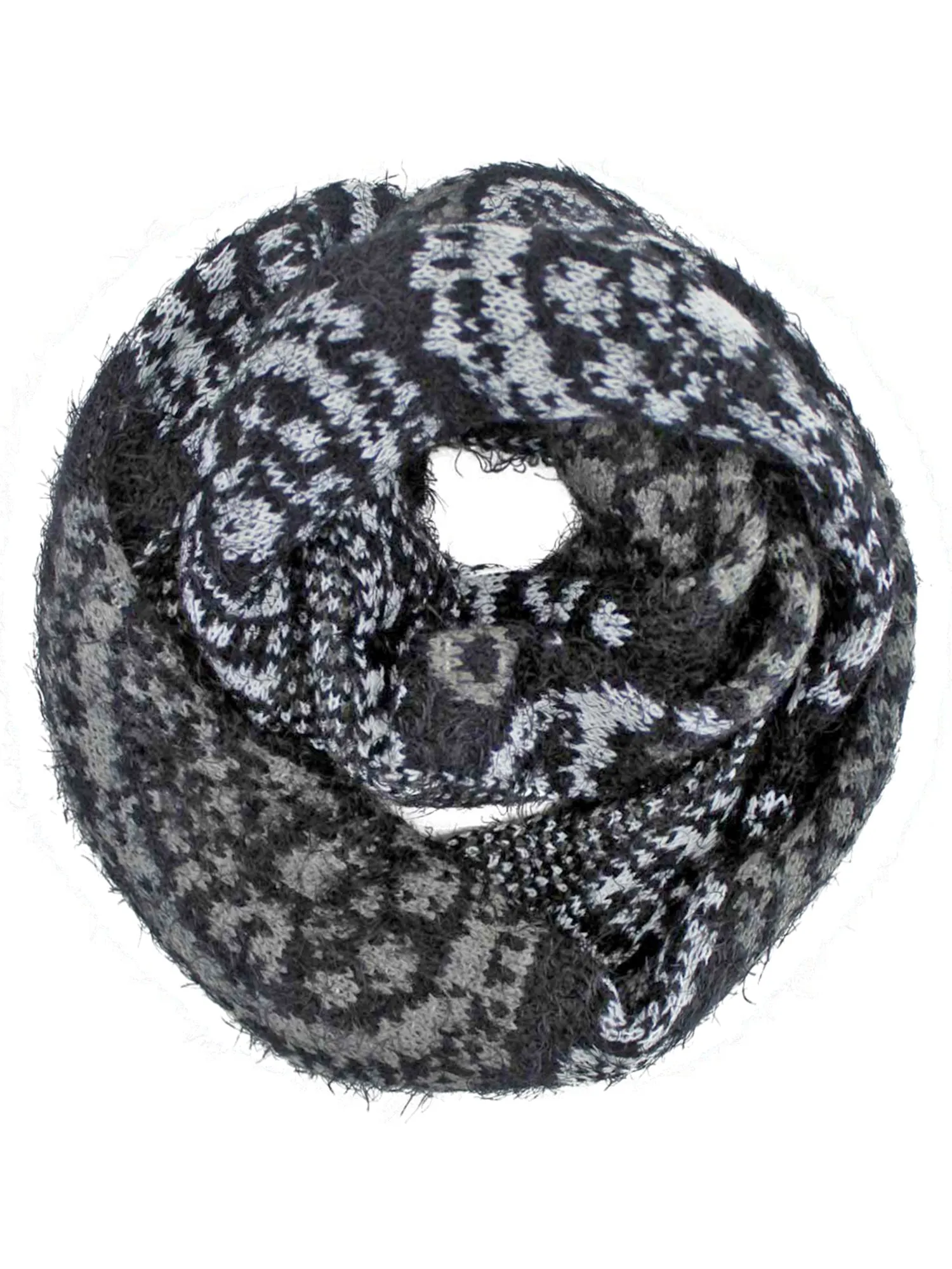 Paisley Fuzzy Eyelash Knit Infinity Scarf