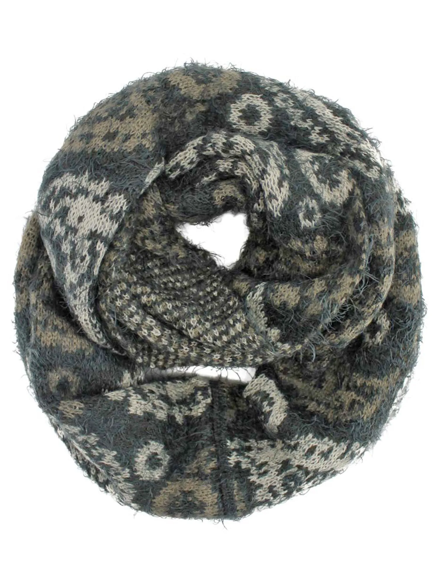 Paisley Fuzzy Eyelash Knit Infinity Scarf