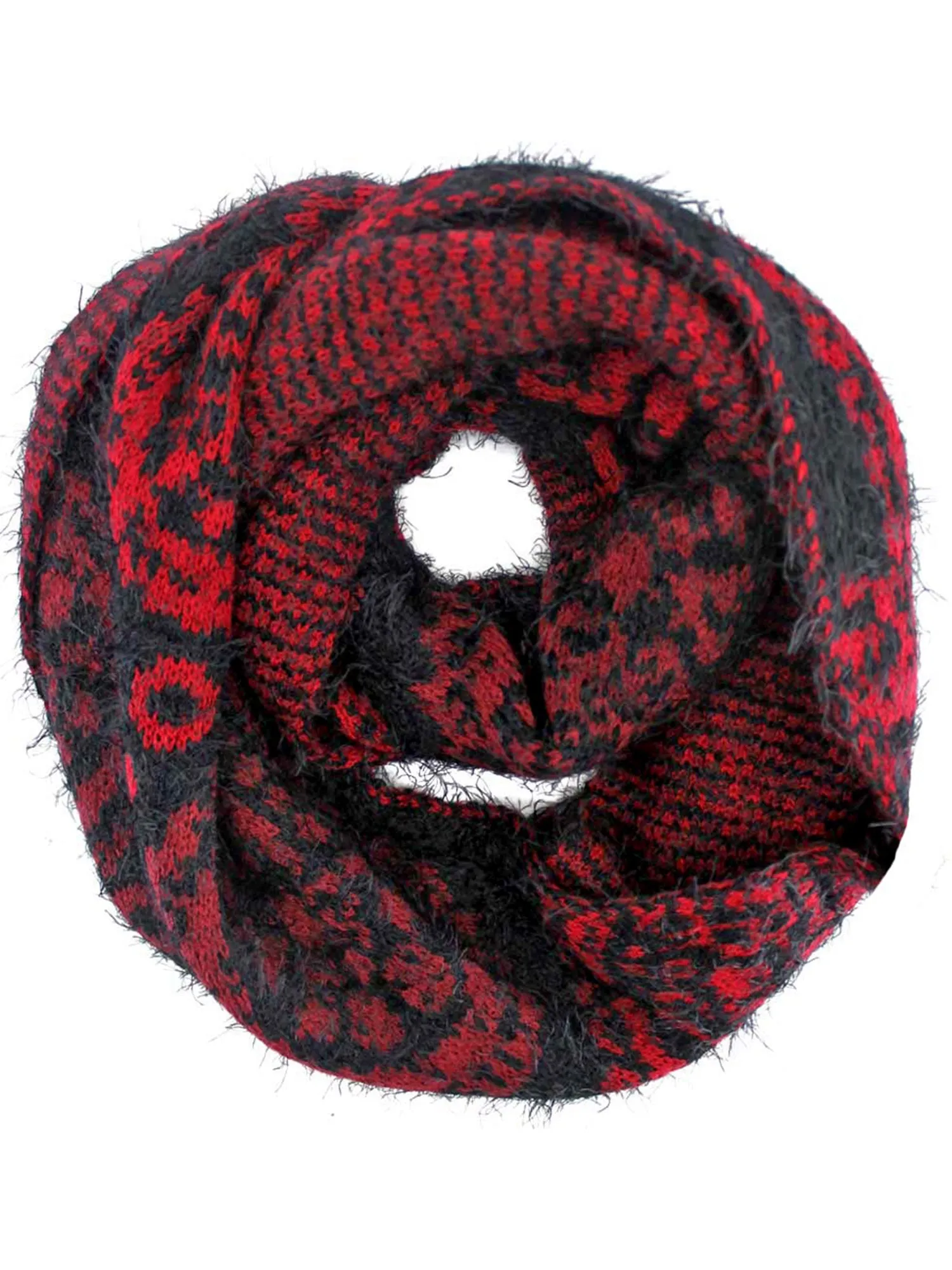 Paisley Fuzzy Eyelash Knit Infinity Scarf