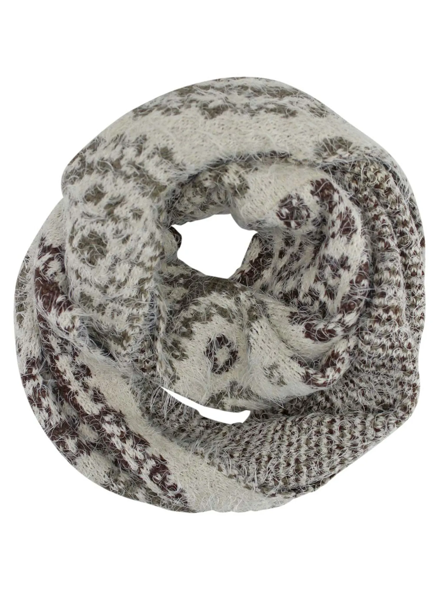 Paisley Fuzzy Eyelash Knit Infinity Scarf