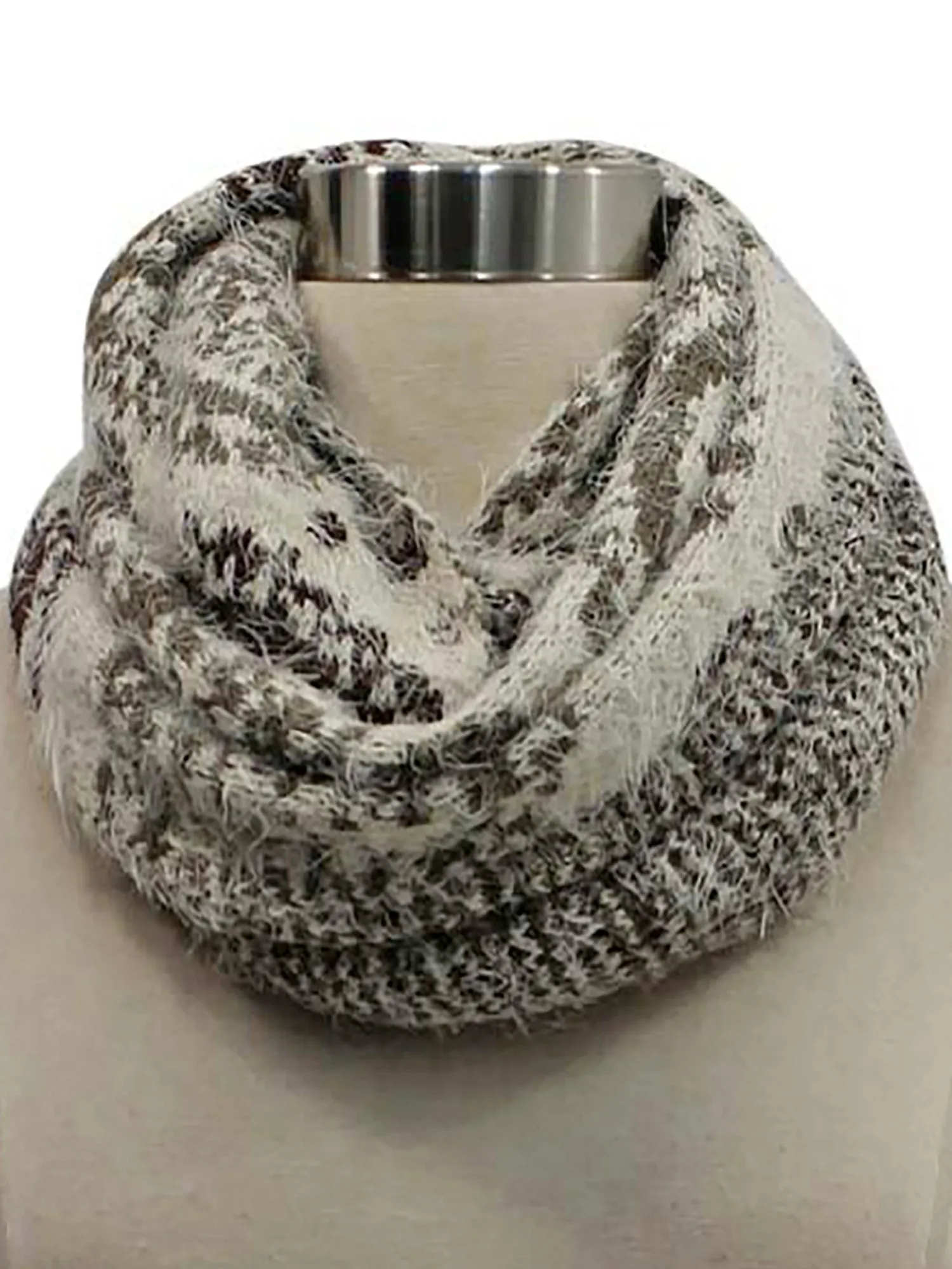 Paisley Fuzzy Eyelash Knit Infinity Scarf