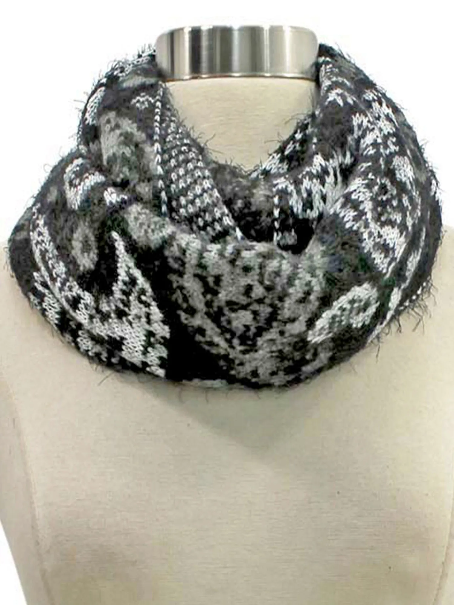 Paisley Fuzzy Eyelash Knit Infinity Scarf