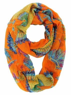 Peacock Print Spring Infinity Scarf