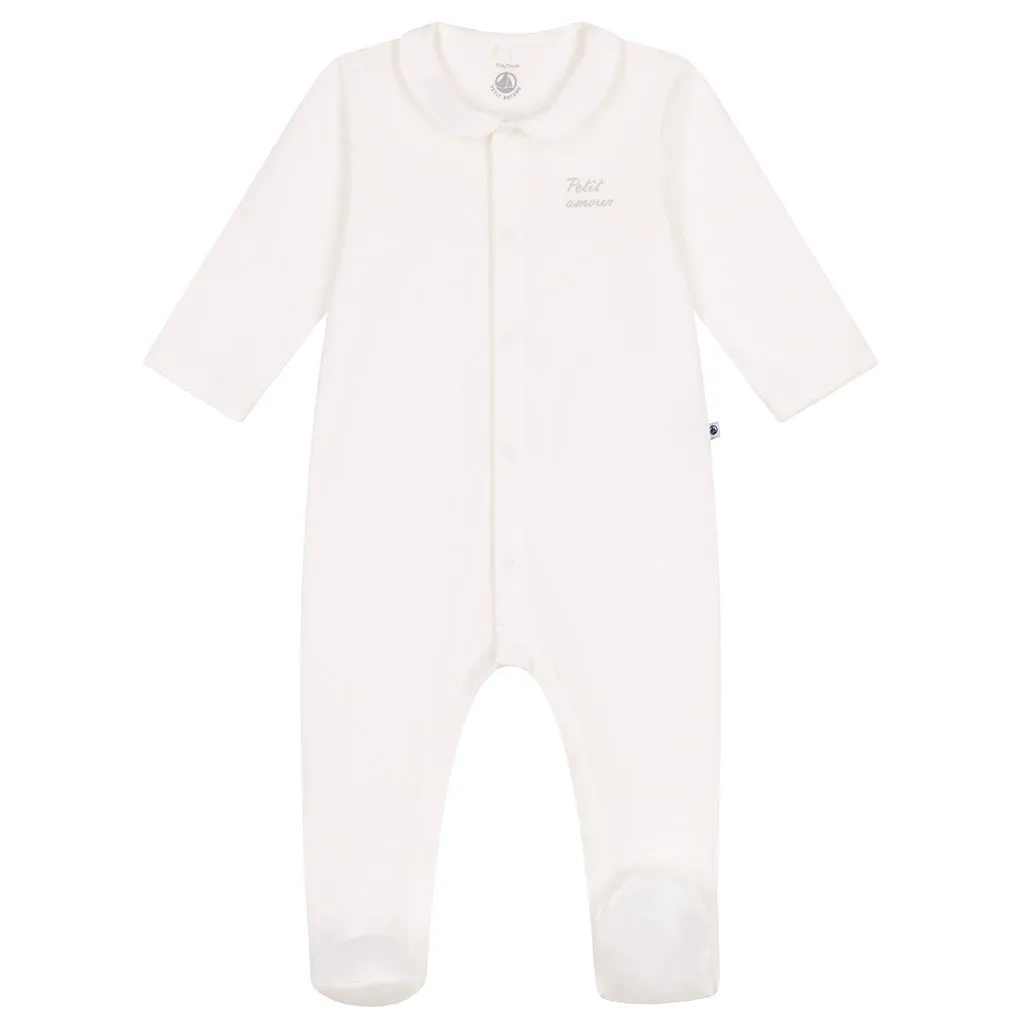 Petit Bateau Baby Collared Pyjamas Marshmallow White