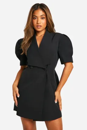 Petite Bow Detail Puff Sleeve Blazer Dress