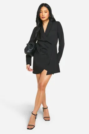 Petite Drape Detail Wrap Blazer Dress