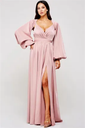 Phoebe Deep Mauve Long Sleeve Maxi Dress