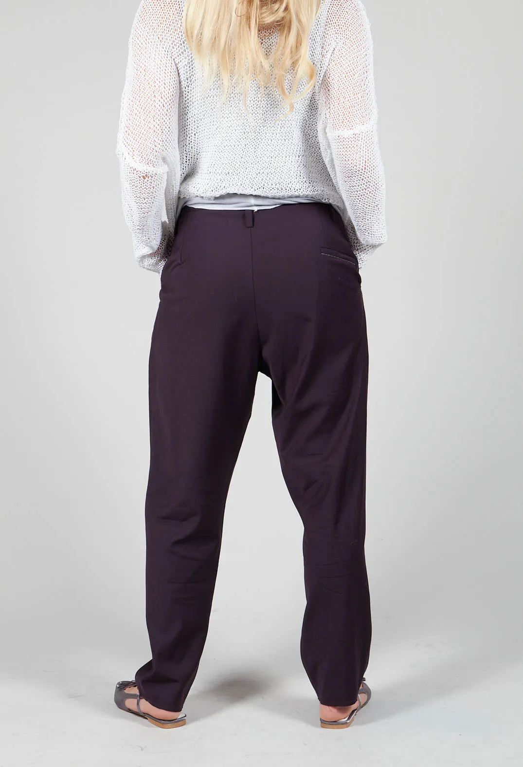 Pleat Front Wool Trousers in Plum Purple