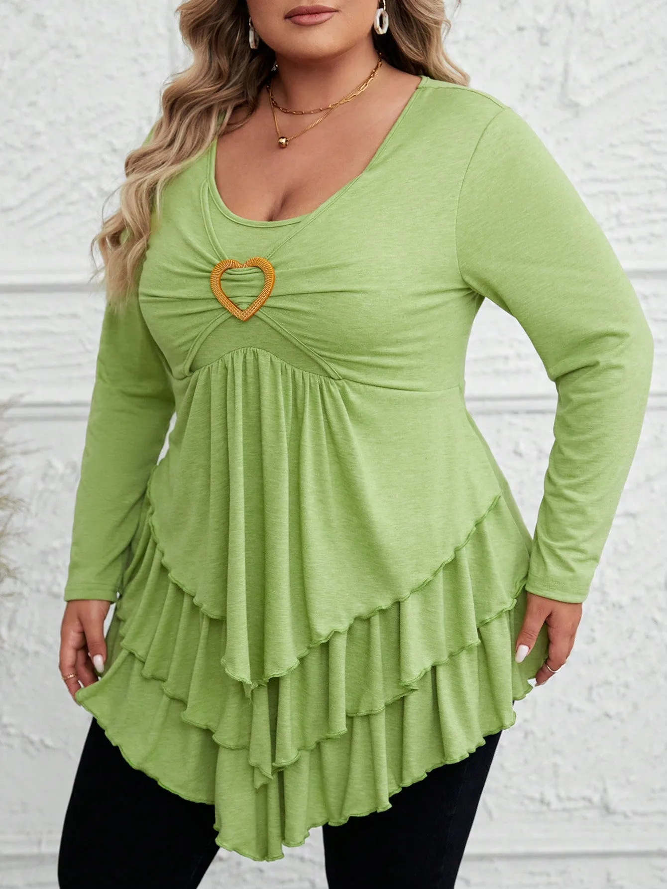 Plus Size Ruffle Trim T-shirt