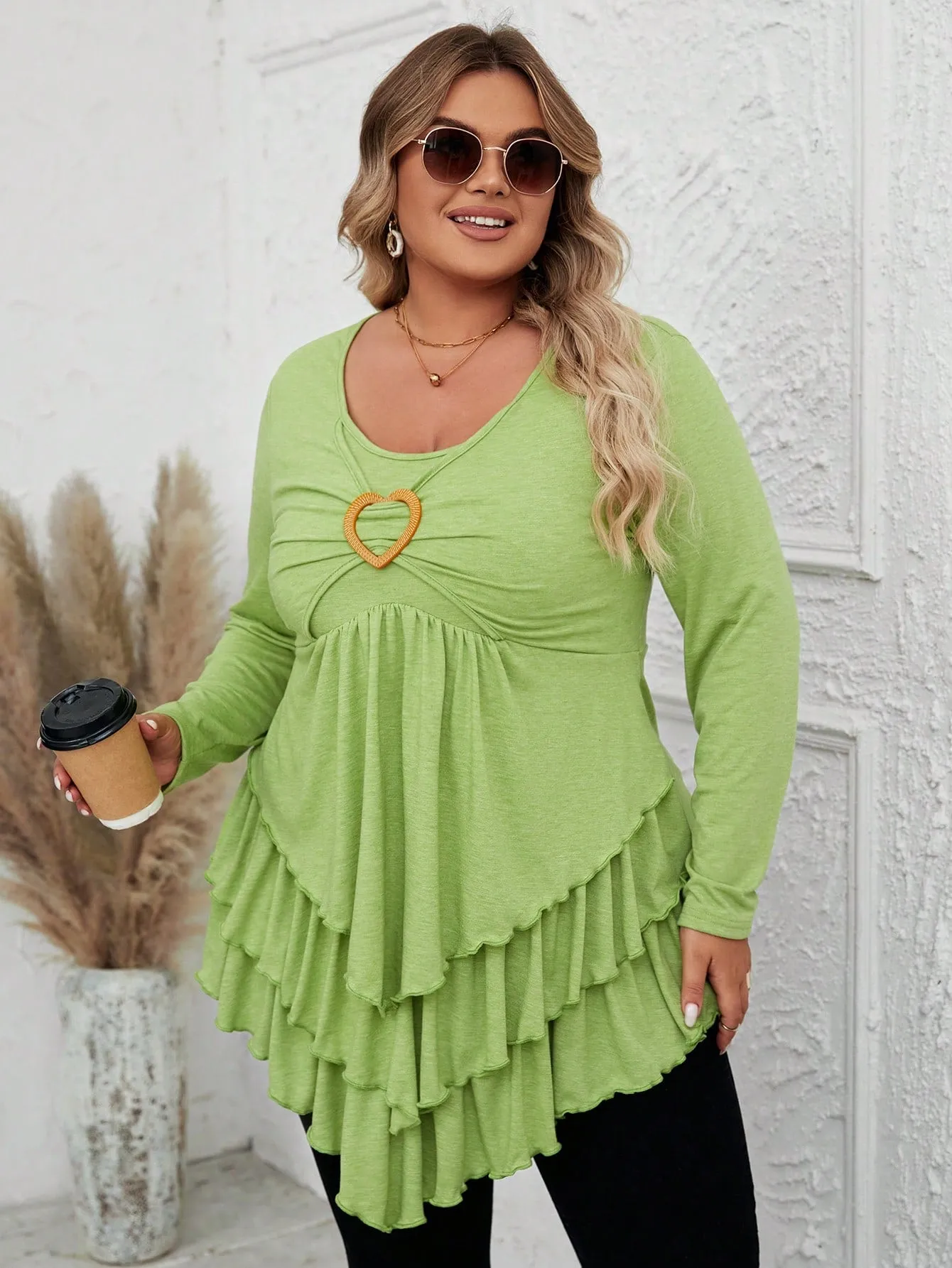 Plus Size Ruffle Trim T-shirt