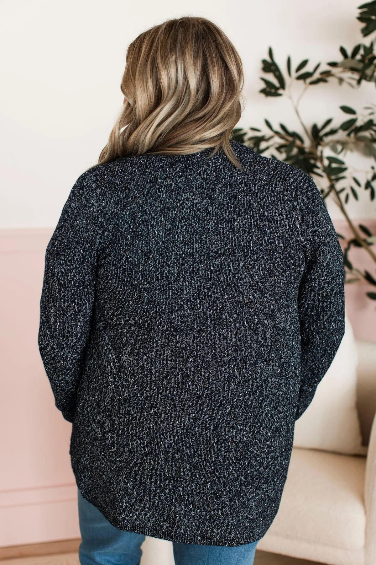 Props To You Sprinkle Knit Cardigan- Dark Navy