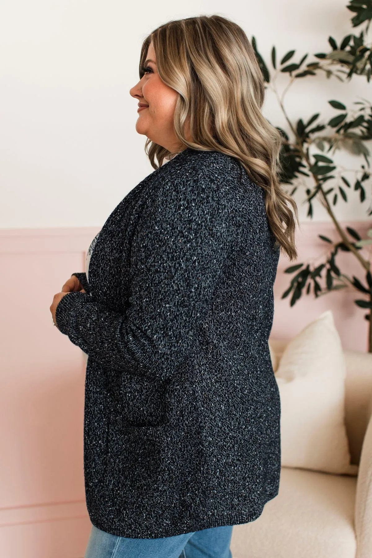 Props To You Sprinkle Knit Cardigan- Dark Navy