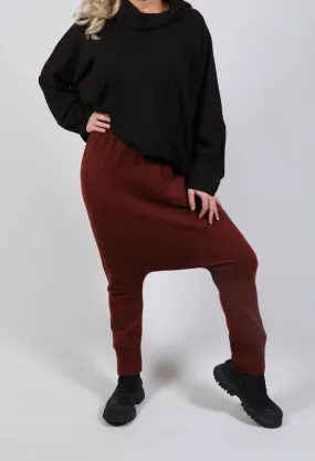 Pull On Drop Crotch Trousers in Rust