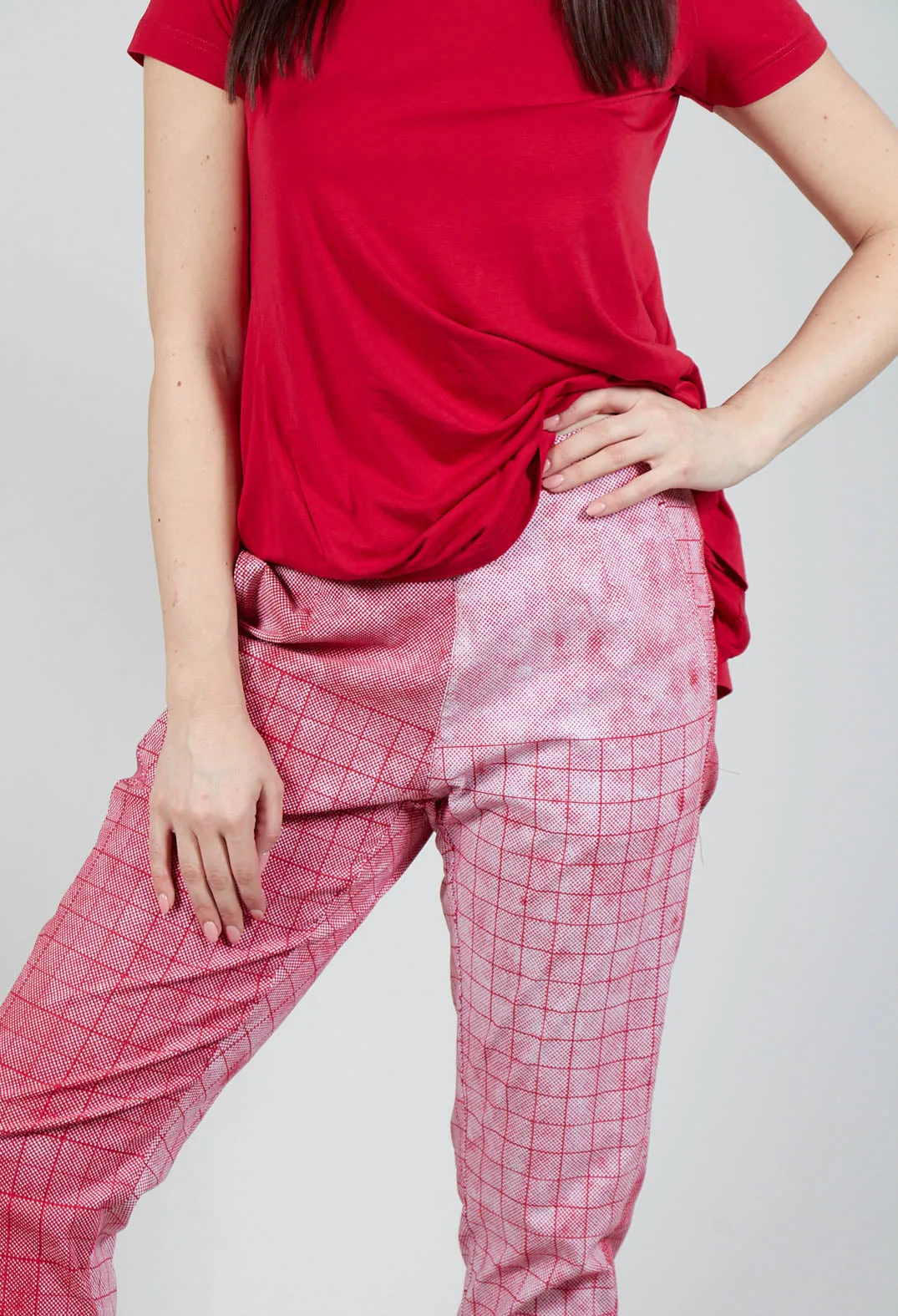 Pull On Fitted Trousers in Chili Print