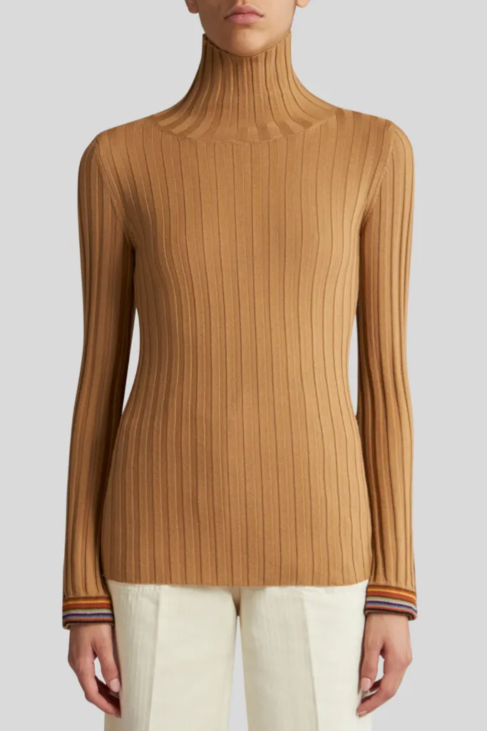 Ribbed Wool Turtleneck Sweater